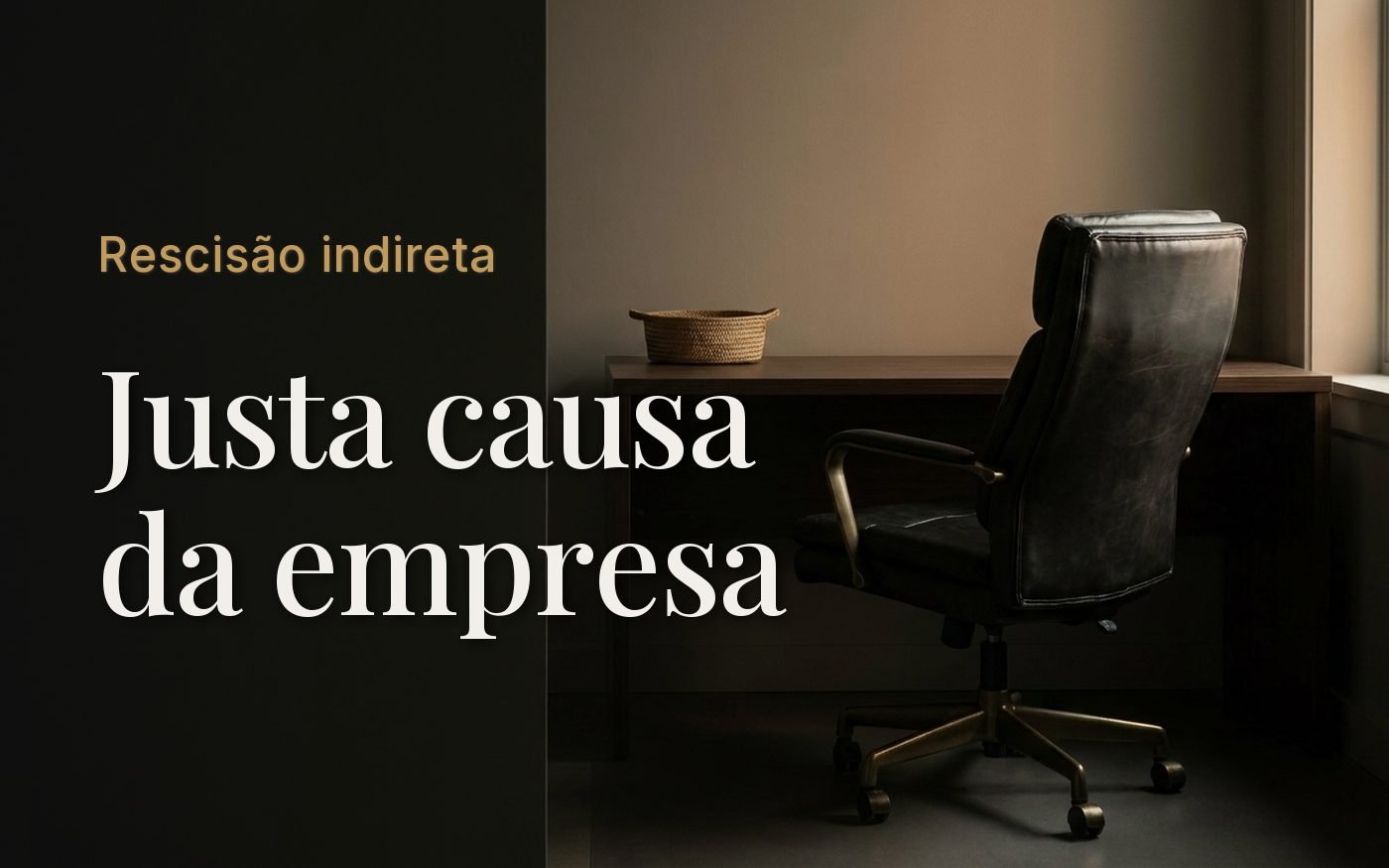 Cadeira de escritório vazia atrás de uma mesa escura